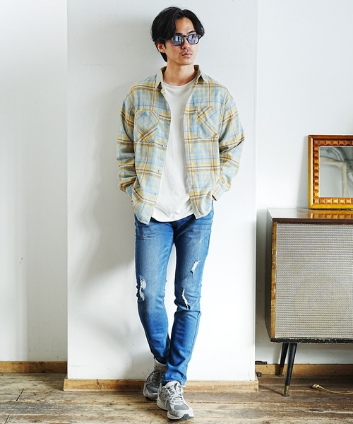 En serio TOKYO（エンソリオトーキョー）の「チェックシャツ（シャツ/ブラウス・メンズ・ブルー/イエロー・LARGE/MEDIUM/X-LARGE）」の4枚目の写真
