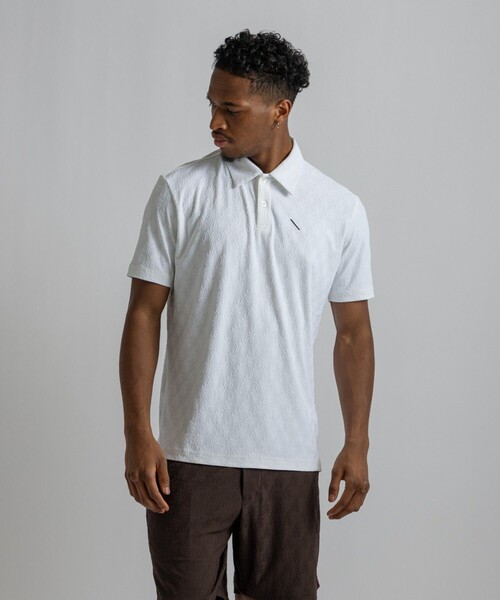 Saturdays Golf(サタデーズゴルフ)の「Hs Jaquard Shirt(ポロシャツ・メンズ・ホワイト/ブラウン・M/L)」の4枚目の写真
