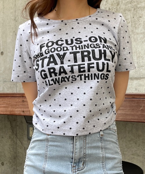 ROGER AND RAW（ロジャーアンドロウ）の「スタープリント ロゴチビT（Tシャツ/カットソー・レディース・ホワイト/ブラック/グレー・FREE）」の22枚目の写真