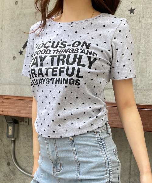 ROGER AND RAW（ロジャーアンドロウ）の「スタープリント ロゴチビT（Tシャツ/カットソー・レディース・ホワイト/ブラック/グレー・FREE）」の21枚目の写真