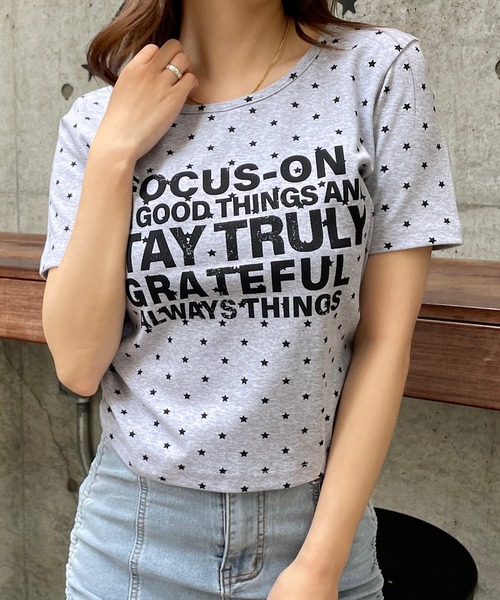 ROGER AND RAW（ロジャーアンドロウ）の「スタープリント ロゴチビT（Tシャツ/カットソー・レディース・ホワイト/ブラック/グレー・FREE）」の18枚目の写真