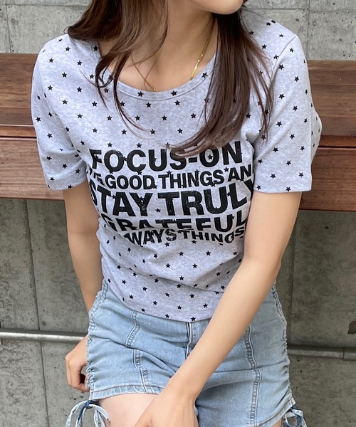 ROGER AND RAW（ロジャーアンドロウ）の「スタープリント ロゴチビT（Tシャツ/カットソー・レディース・ホワイト/ブラック/グレー・FREE）」の17枚目の写真