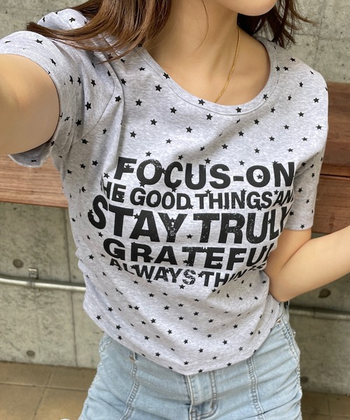 ROGER AND RAW（ロジャーアンドロウ）の「スタープリント ロゴチビT（Tシャツ/カットソー・レディース・ホワイト/ブラック/グレー・FREE）」の15枚目の写真