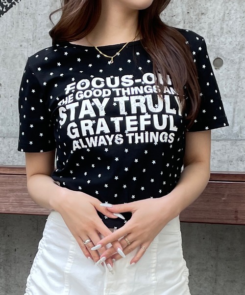 ROGER AND RAW（ロジャーアンドロウ）の「スタープリント ロゴチビT（Tシャツ/カットソー・レディース・ホワイト/ブラック/グレー・FREE）」の12枚目の写真