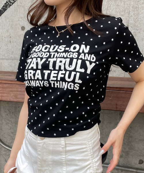 ROGER AND RAW（ロジャーアンドロウ）の「スタープリント ロゴチビT（Tシャツ/カットソー・レディース・ホワイト/ブラック/グレー・FREE）」の10枚目の写真