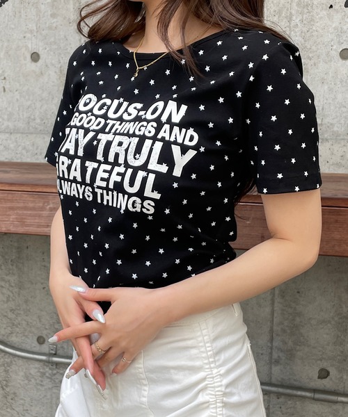 ROGER AND RAW（ロジャーアンドロウ）の「スタープリント ロゴチビT（Tシャツ/カットソー・レディース・ホワイト/ブラック/グレー・FREE）」の9枚目の写真
