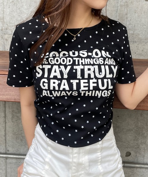 ROGER AND RAW（ロジャーアンドロウ）の「スタープリント ロゴチビT（Tシャツ/カットソー・レディース・ホワイト/ブラック/グレー・FREE）」の7枚目の写真
