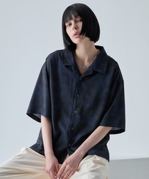 【VELNUS】〈Easy-Care, UV-Protective & Quick-Dry〉 Abstract Art Drape Open-Collar Short-Sleeve Shirt/《イージーケア・UVカット・速乾》ニュアンスアートドレープオープンカラー半袖シャツ