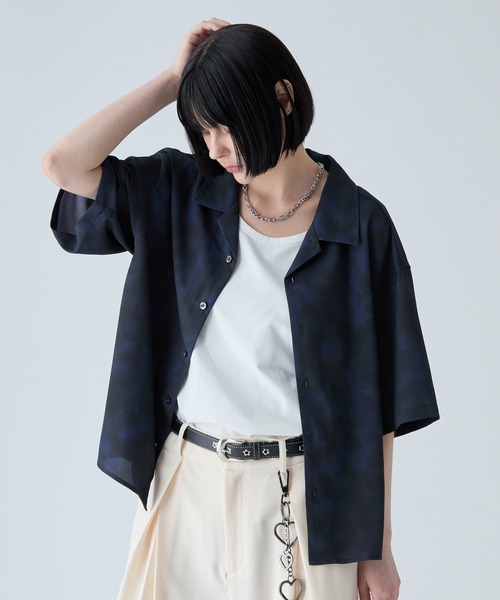 VELNUS(ベルナス)の「【VELNUS】〈Easy-Care, UV-Protective & Quick-Dry〉 Abstract Art Drape Open-Collar Short-Sleeve Shirt/《イージーケア・UVカット・速乾》ニュアンスアートドレープオープンカラー半袖シャツ(シャツ/ブラウス・メンズ・ホワイト/ブラック・S/M/L)」の10枚目の写真