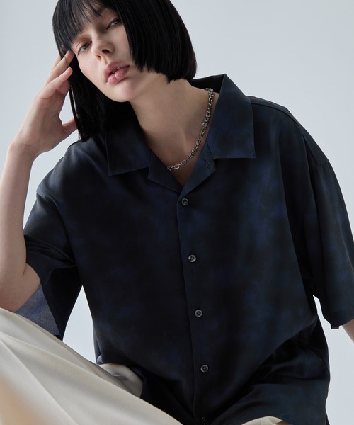 VELNUS(ベルナス)の「【VELNUS】〈Easy-Care, UV-Protective & Quick-Dry〉 Abstract Art Drape Open-Collar Short-Sleeve Shirt/《イージーケア・UVカット・速乾》ニュアンスアートドレープオープンカラー半袖シャツ(シャツ/ブラウス・メンズ・ホワイト/ブラック・S/M/L)」の12枚目の写真