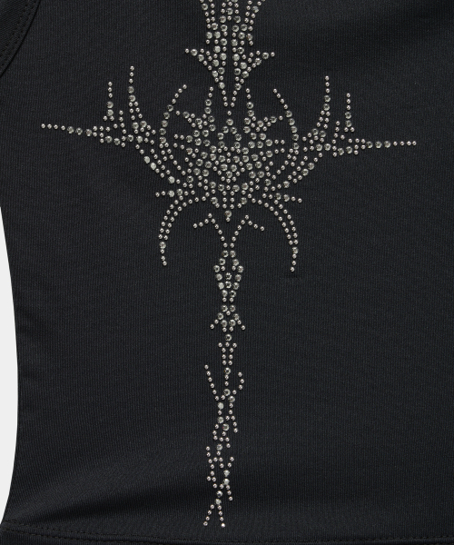 ETRE AU SOMMET(エトレオソメ)の「Cross Hotfix Backless Sleeve (Black)(Tシャツ/カットソー・レディース・ブラック・FREE)」の6枚目の写真