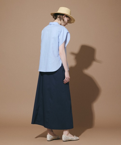 LA MARINE FRANCAISE(マリン フランセーズ)の「綿麻ノースリーブブラウス(シャツ/ブラウス・レディース・ホワイト/サックスブルー/ブラック・FREE)」の4枚目の写真