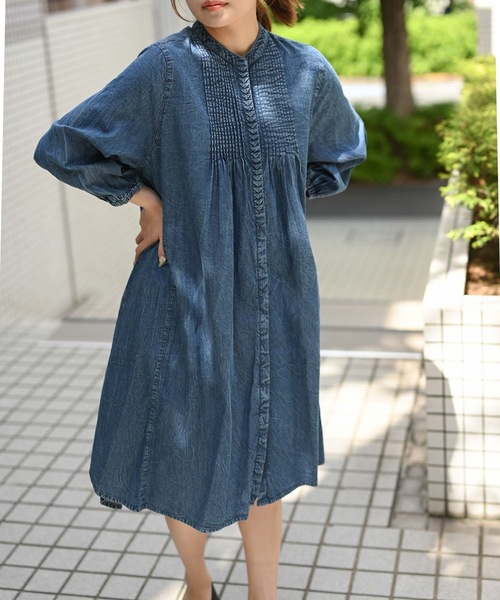 【indian Cotton Collection】フロントタックシャツワンピース