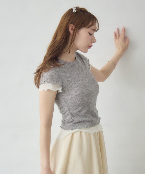 Siel(シエル)の「レイヤードヘムカットソー(Tシャツ/カットソー・レディース・ホワイト/ブルー/ブラック系その他2/グレー/ホワイト系その他2・FREE)」の5枚目の写真
