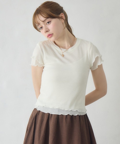 Siel(シエル)の「レイヤードヘムカットソー(Tシャツ/カットソー・レディース・ホワイト/ブルー/ブラック系その他2/グレー/ホワイト系その他2・FREE)」の2枚目の写真