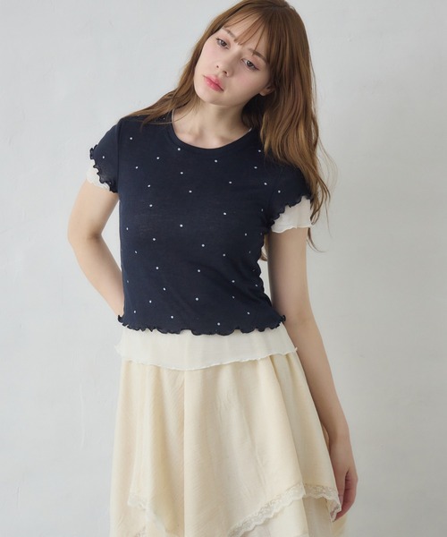 Siel(シエル)の「レイヤードヘムカットソー(Tシャツ/カットソー・レディース・ホワイト/ブルー/ブラック系その他2/グレー/ホワイト系その他2・FREE)」の4枚目の写真