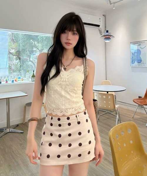 Ressaca(レサーカ)の「インナーパンツ付きドット柄ミニスカート(スカート・レディース・ブラウン/ホワイト・M)」の8枚目の写真