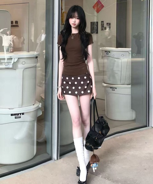 Ressaca(レサーカ)の「インナーパンツ付きドット柄ミニスカート(スカート・レディース・ブラウン/ホワイト・M)」の17枚目の写真