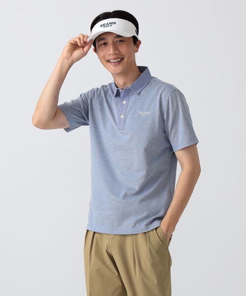 BEAMS GOLF(ビームスゴルフ)の「〈MEN〉PURPLE LABEL / ギンガム クレリック ポロシャツ(ポロシャツ・メンズ・グレー/サックスブルー/ネイビー・M/XL/L/S)」の3枚目の写真