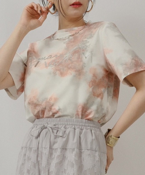 palm RICHE(ポームリシュ)の「箔プリント柄カットソー(Tシャツ/カットソー・レディース・オレンジ/ブルー/ブラック・M)」の3枚目の写真
