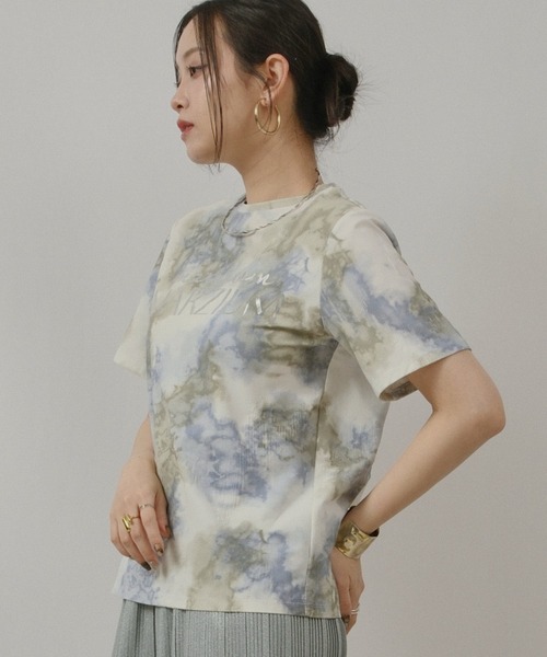 palm RICHE(ポームリシュ)の「箔プリント柄カットソー(Tシャツ/カットソー・レディース・オレンジ/ブルー/ブラック・M)」の7枚目の写真