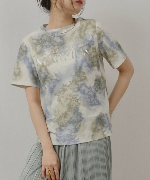 palm RICHE(ポームリシュ)の「箔プリント柄カットソー(Tシャツ/カットソー・レディース・オレンジ/ブルー/ブラック・M)」の8枚目の写真