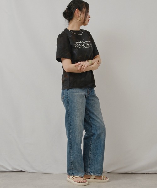 palm RICHE(ポームリシュ)の「箔プリント柄カットソー(Tシャツ/カットソー・レディース・オレンジ/ブルー/ブラック・M)」の16枚目の写真
