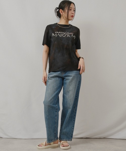 palm RICHE(ポームリシュ)の「箔プリント柄カットソー(Tシャツ/カットソー・レディース・オレンジ/ブルー/ブラック・M)」の14枚目の写真