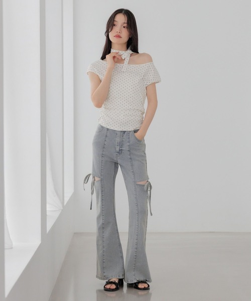 Heather(ヘザー)の「リボンラインストーンTEE 1042465(Tシャツ/カットソー・レディース・ブラック系その他/ホワイト系その他/イエロー・FREE)」の7枚目の写真