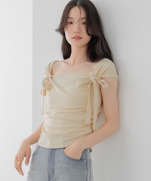 Heather(ヘザー)の「リボンラインストーンTEE 1042465(Tシャツ/カットソー・レディース・ブラック系その他/ホワイト系その他/イエロー・FREE)」の20枚目の写真