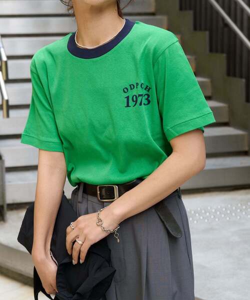 OUTDOOR PRODUCTS(アウトドアプロダクツ)の「Rational Girl コットンフライスリンガーTEE(Tシャツ/カットソー・レディース・アイボリー/グリーン/グレー/イエロー・FREE)」の4枚目の写真