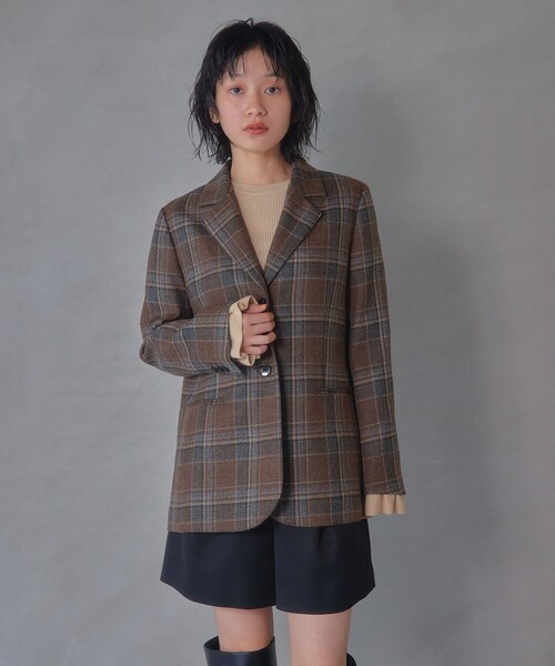 EMMEL REFINES(エメルリファインズ)の「<EMMEL REFINES>EM ミックス ツイード チェック ジャケット(テーラードジャケット・レディース・ベージュ/ダークブラウン・M/S)」の7枚目の写真