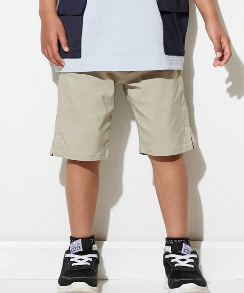 WASK(ワスク)の「5分丈 配色スリットパンツ(110~160cm)(その他パンツ・キッズ・ベージュ/ブラック・140cm/160cm/150cm/130cm)」の1枚目の写真