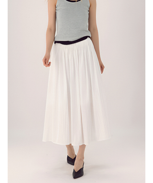 ACUD(アクド)の「Pin Tuck Flare Banding Skirt _White(スカート・レディース・ホワイト・FREE)」の4枚目の写真