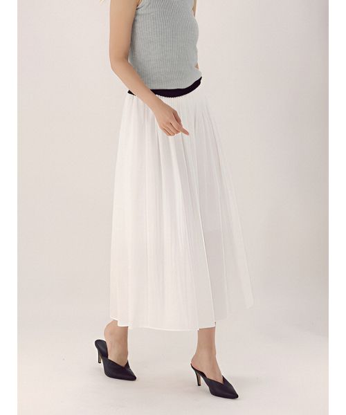 ACUD(アクド)の「Pin Tuck Flare Banding Skirt _White(スカート・レディース・ホワイト・FREE)」の5枚目の写真