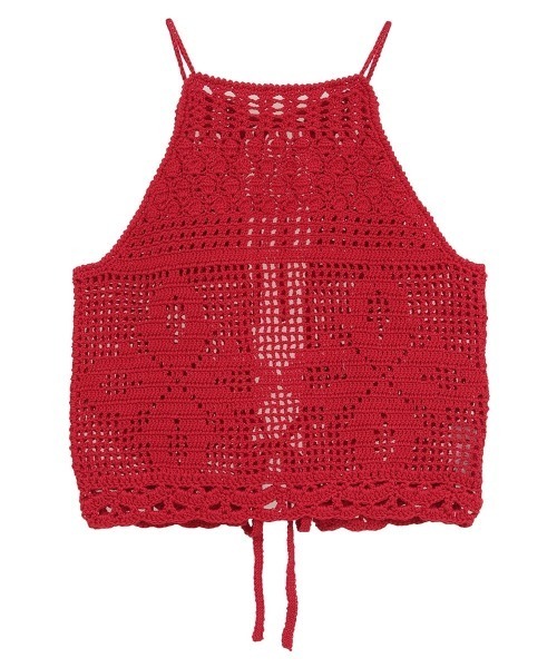 CROCHET CAMI KNIT TOPS 10106-2333 — вязаный кроп‑топ на бретелях