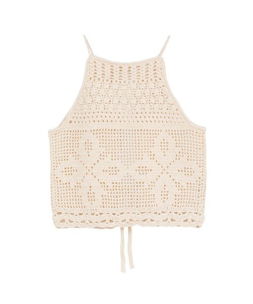 CLANE（クラネ）の「CROCHET CAMI KNIT TOPS 10106-2333（ニット/セーター・レディース・オフホワイト/レッド・FREE）」の9枚目の写真