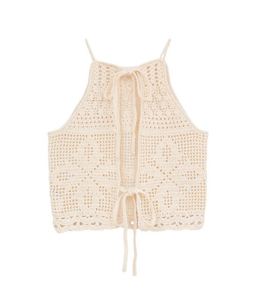 CLANE（クラネ）の「CROCHET CAMI KNIT TOPS 10106-2333（ニット/セーター・レディース・オフホワイト/レッド・FREE）」の10枚目の写真