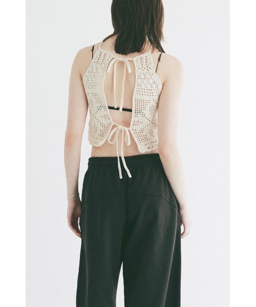 CLANE（クラネ）の「CROCHET CAMI KNIT TOPS 10106-2333（ニット/セーター・レディース・オフホワイト/レッド・FREE）」の8枚目の写真