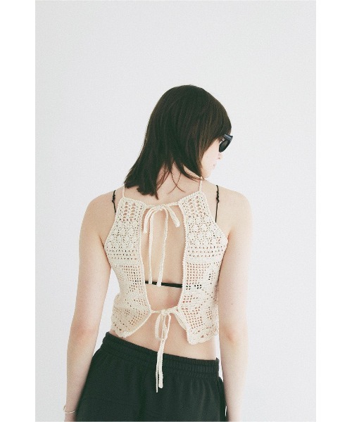 CLANE（クラネ）の「CROCHET CAMI KNIT TOPS 10106-2333（ニット/セーター・レディース・オフホワイト/レッド・FREE）」の7枚目の写真