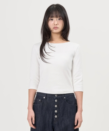 Boat Neck 3/4 Sleeve Tee (White)