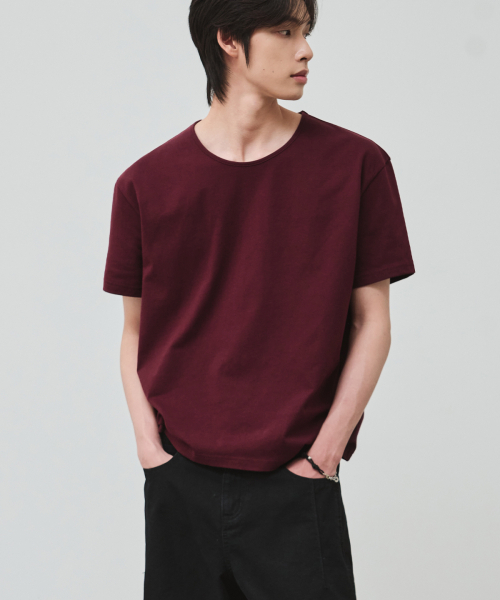 ALYSS（アリス）の「フルイドUネッククロップハーフTシャツ[5COLOR]（Tシャツ/カットソー・メンズ・ホワイト/ライトグレー/ブラック/バーガンディー/チャコール・MEDIUM/LARGE/X-LARGE）」の20枚目の写真