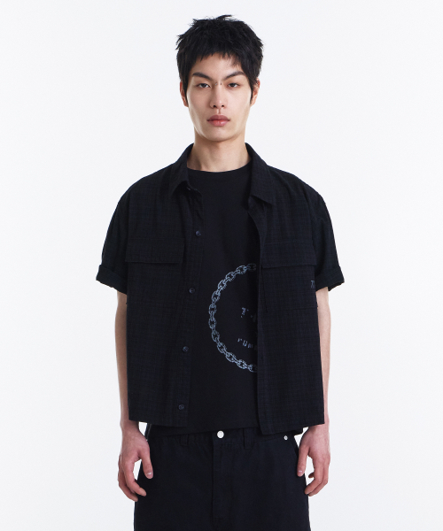 KICHUL(キチョル)の「Grain Crop Check Shirt (Black)(シャツ/ブラウス・メンズ・その他・LARGE/MEDIUM/SMALL)」の1枚目の写真