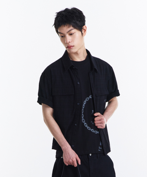 KICHUL(キチョル)の「Grain Crop Check Shirt (Black)(シャツ/ブラウス・メンズ・その他・LARGE/MEDIUM/SMALL)」の2枚目の写真