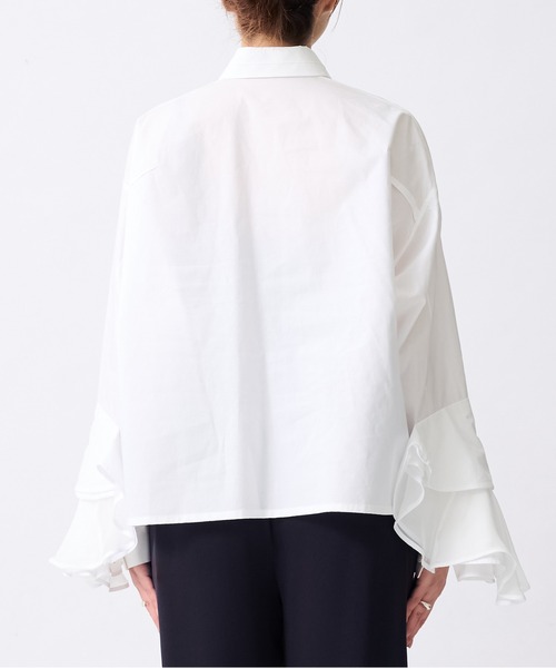 GURTWEIN（ ガーウィン）の「【GURTWEIN/ガーウィン】Cotton poplin ruffle cuffed boxy blouse（シャツ/ブラウス・レディース・ブラック/ホワイト・S）」の13枚目の写真