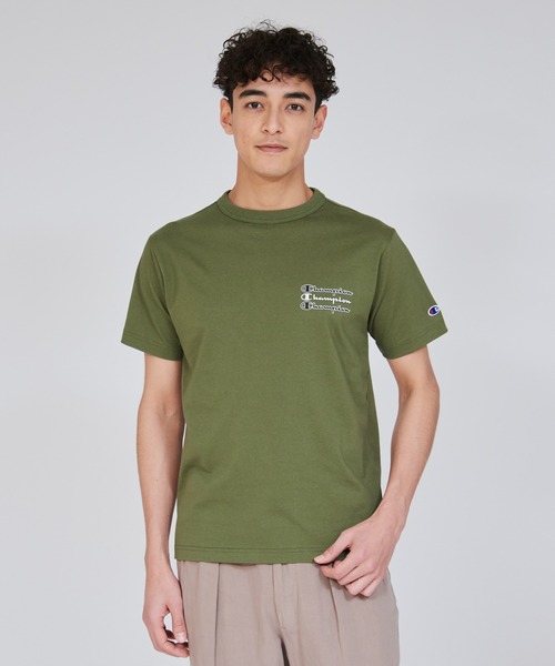 Champion(チャンピオン)の「【Champion/チャンピオン】メンズ ベーシック ショートスリーブTシャツ(Tシャツ/カットソー・メンズ・グレー/ブラック/オリーブ/ホワイト・LARGE/X-LARGE/MEDIUM)」の4枚目の写真