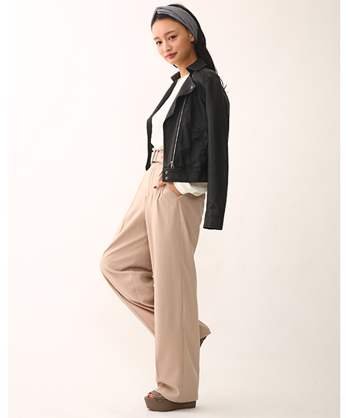 one after another NICE CLAUP（ワンアフターアナザーナイスクラップ）の「【ナイスクラップ】ライダースジャケット（ライダースジャケット・レディース・アイボリー/ブラック・FREE）」の12枚目の写真