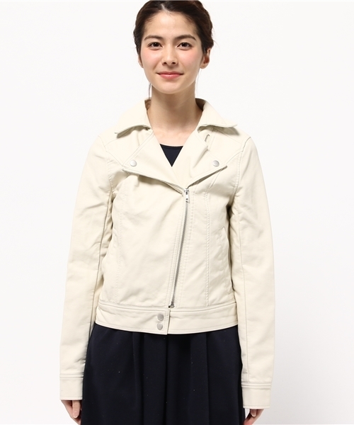 one after another NICE CLAUP（ワンアフターアナザーナイスクラップ）の「【ナイスクラップ】ライダースジャケット（ライダースジャケット・レディース・アイボリー/ブラック・FREE）」の3枚目の写真