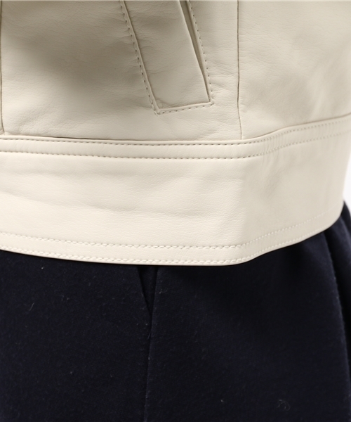 one after another NICE CLAUP（ワンアフターアナザーナイスクラップ）の「【ナイスクラップ】ライダースジャケット（ライダースジャケット・レディース・アイボリー/ブラック・FREE）」の9枚目の写真