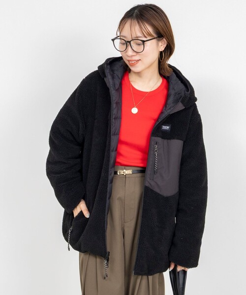NOLLEY’S（ノーリーズ）の「◇【WEB限定】【TAION/タイオン】ボア×ダウンフーミドル丈ダウン(リバーシブル)（ダウンジャケット/コート・レディース・ネイビー/ブラック・S/M）」の5枚目の写真